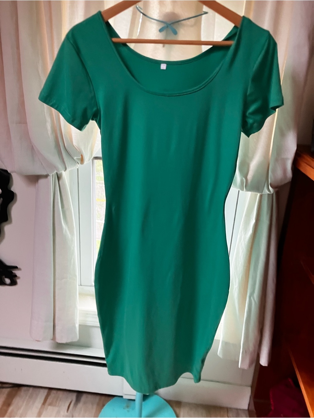 Source Unknown Teal Scoop Neck Short Sleeve Mini Dress